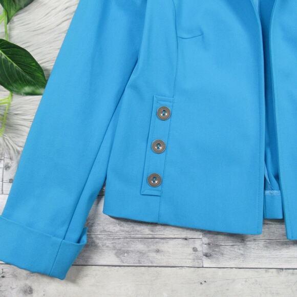 NINA MCLEMORE Turquoise Blue Blazer Open Front Jacket Women’s Size 2 - Picture 8 of 13